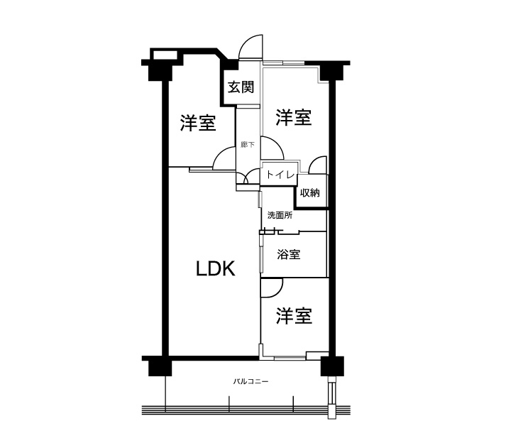 縦長リビングタイプの間取り図