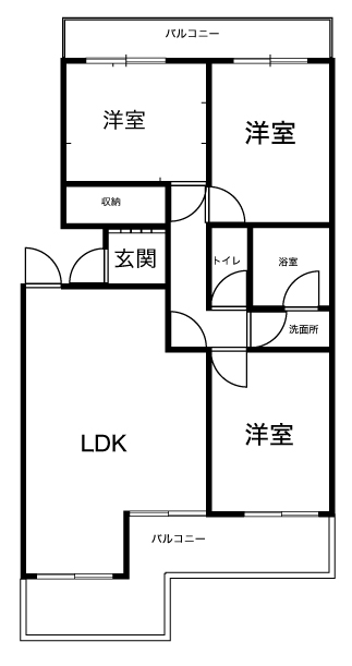 センターイン型の間取り図