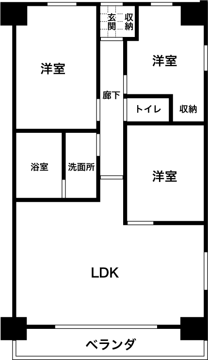 角住戸の間取り図