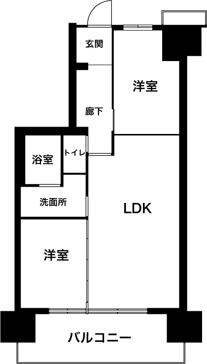 2LDKの間取り図