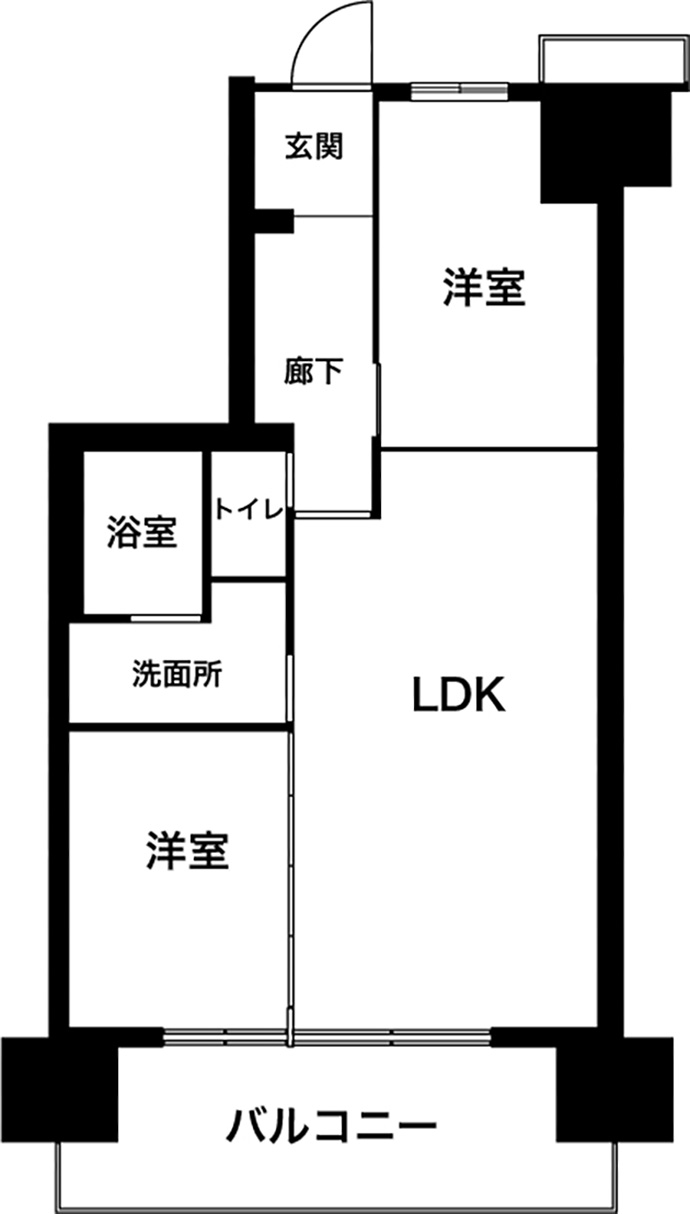 2LDKの間取り図