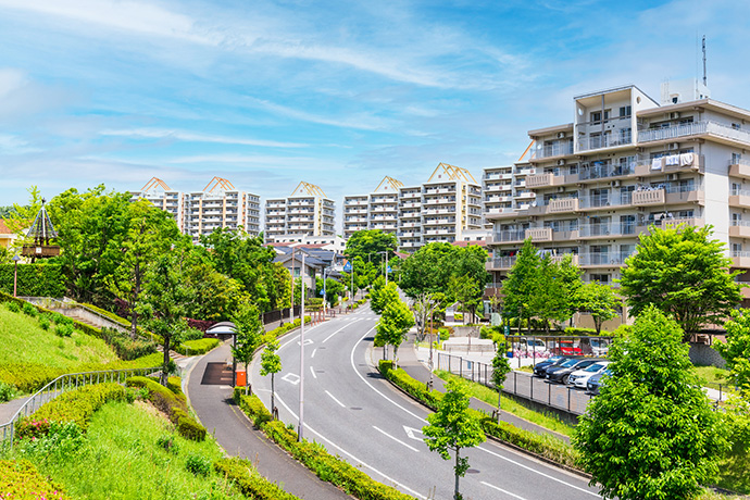 大規模マンションと道路