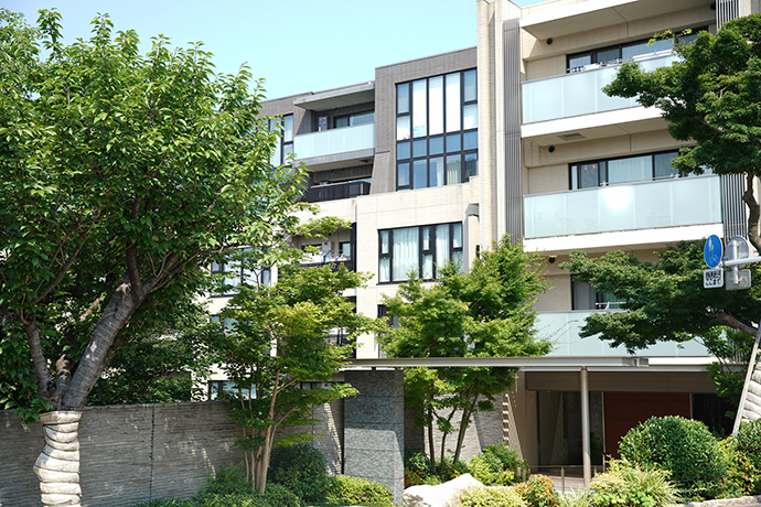 低層マンションの正面玄関