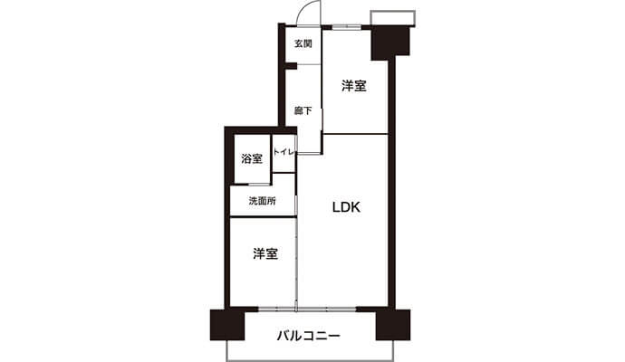 2LDKの間取り図