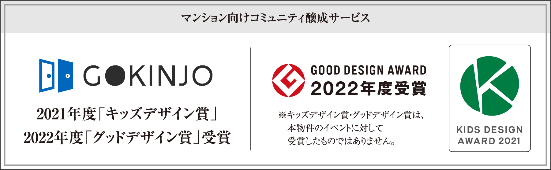 マンション向けコミュニティ醸成サービス GOKINJO 2021年度「キッズデザイン賞」2022年度「グッドデザイン賞」受賞